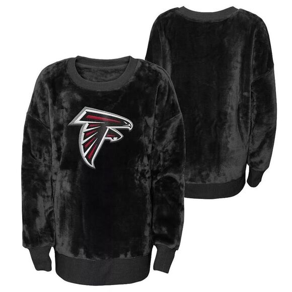 NFL Atlanta Falcons Girl's Minky Fleece Crew Neck Sweatshirt Black, Medium (7/9) - Picture 1 of 5